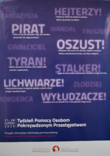 Plakat promujący Tydzień Pomocy Osobom Pokrzywdzonym Przestępstwem